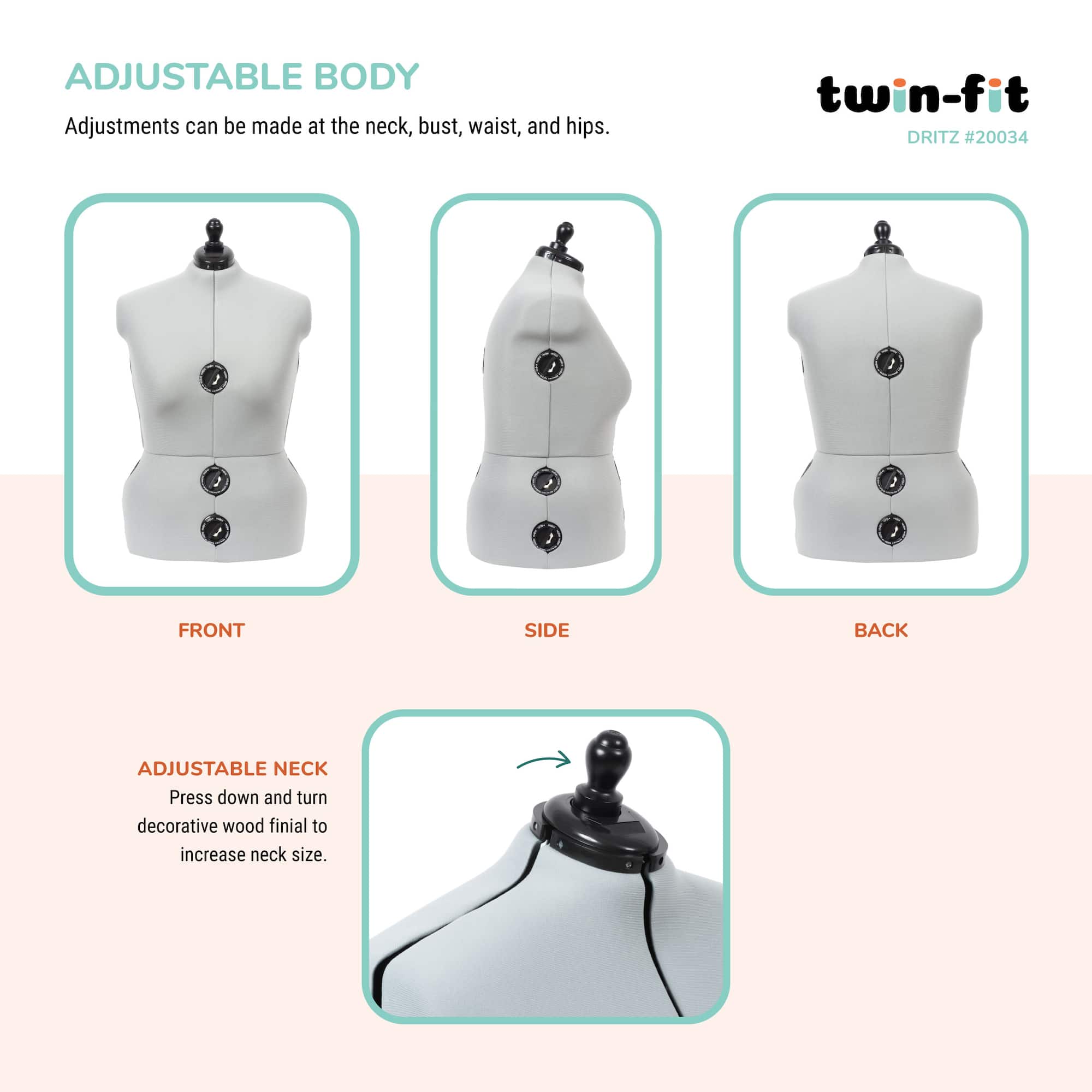 Dritz® Twin-Fit Full Figure Dress Form with Adjustable Tri-Pod Stand